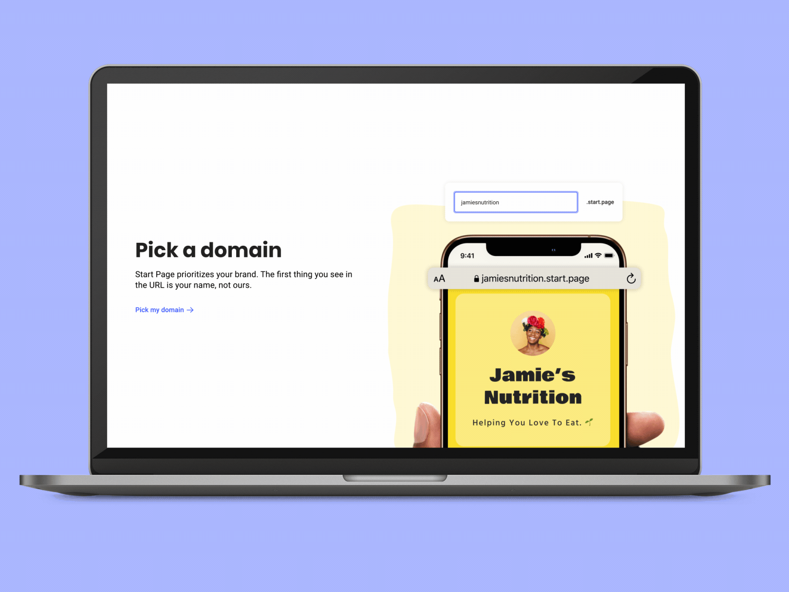 Pick a domain - Start Page by Buffer after effects animation branding clean ui graphic design homepage landing page loop macbook minimal motion motion graphics ui uiux web web page website