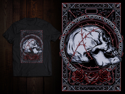 Entangled Skull Head illustration T-shirt Design