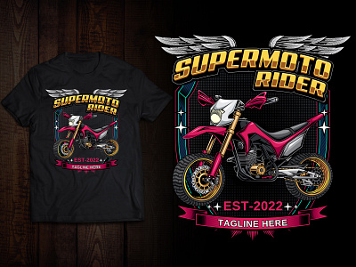 Supermoto rider logo illustration T-shirt Design