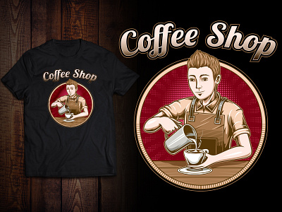 Logo For Coffee Shop , Coffee maker illustration T-shirt Design