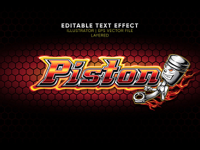 Piston Text Effect , with Piston illustration artwork biker bikers design editable text engine garage graphic graphic design graphic styles illustration logo merchandise modification motorcycle piston racing text effect text styles workshop