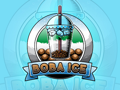 Logo for boba ice products badge beverage boba bubble bubble tea cafe coffee cream delicious drink fruit ice ice cream logo merchandise milk restaurant tai tea tea