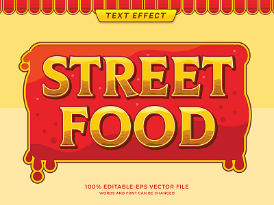 Street food text effect advertising banner chicken delicious eat editable text flyer template food fried chicken graphic style illustration meal social media street street food text effect text style vector