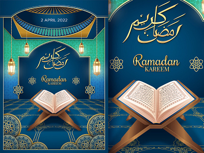 Ramadan Kareem Flyer Template with Quran illustration