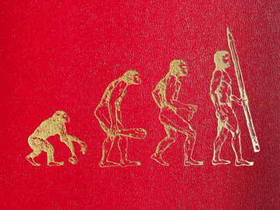 Designer Evolution ape book caveman cover evolution pencil