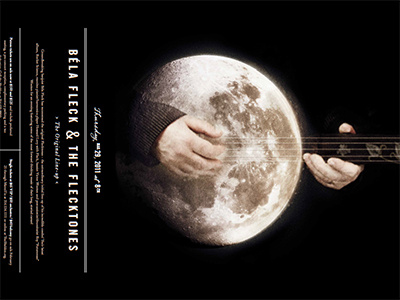 Béla Fleck & The Flecktones Concert Poster band banjo black béla concert fleck hands moon music poster sepia