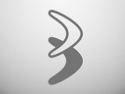 B is for Boomerang b boomerang design grey icon identity logo shadow vector
