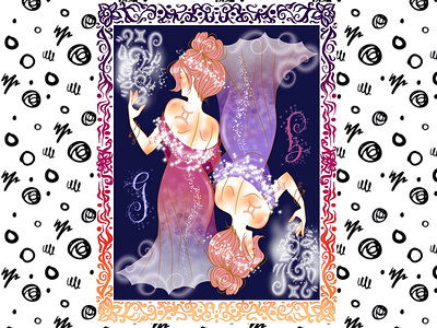 Gemini commission digital painting gemini graphic design playing card procreate twins visual arts zodiac