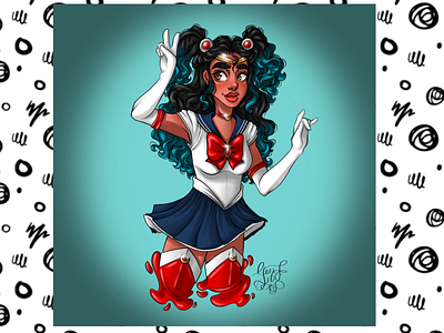 Sailor Moon Anya anime tribute commission digital painting graphic design icon procreate sailor moon visual arts women in illustration
