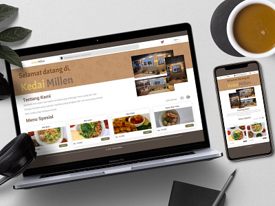 Web and Mobile Design Kedai Millen app design graphic design minimal mockup ui ux vector web website