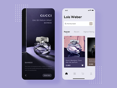 Purfume app home page app branding design perfume ui ux