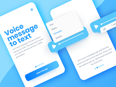 Voice message to text app for iOS - Onboarding/Tutorial - UX/UI app illustration ios mpv onboarding product design product development screens tutorial ui ui design utility app ux vm2t