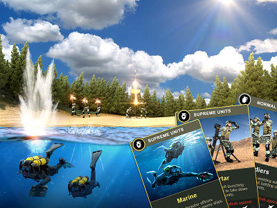 New infantry units cards marine mortar soldiers under water world war online