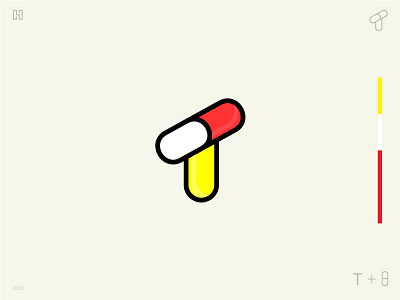 T/Pill/Capsule/Tablet alphabet capsule fitness graphic design health identity isometric letter logo medical medicine minimal minimalist logo pharmacy red supplement tablet yellow