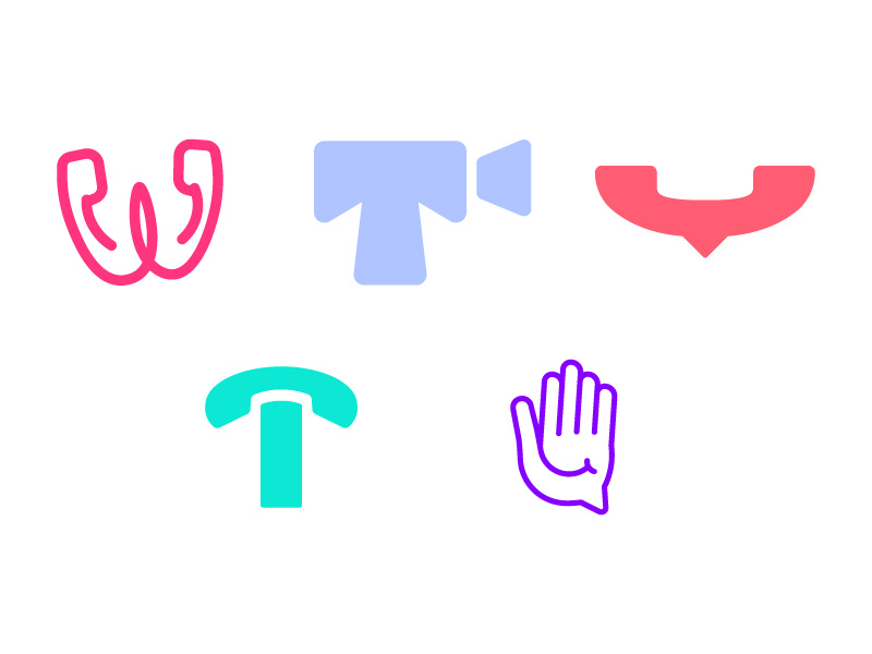 Unused Logo mouth smile hand t w video telephone graphic design logo icon social media chat