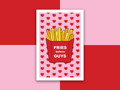 Fries Before Guys colorful colors design flat illustration valentines valentines day valentines day card vector