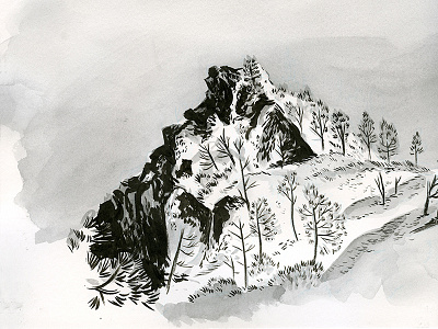 Pumice outcrop, Crater Lake illustration landscape oregon pnw sketch