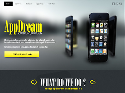 AppDream - personal project clean design flat html5 iphone video yellow