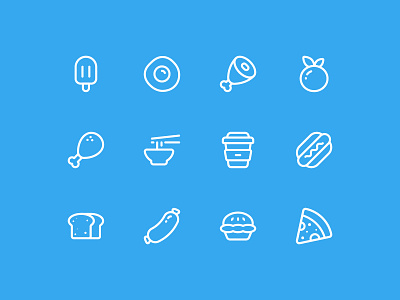 Food Icons app breakfast design dinner eat eating food graphic design icon icon design icon set junkfood lunch meal ui ux