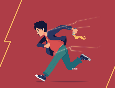 Run, Run, Run. character design flat illustration illustration rifkybeloon running the flash vector
