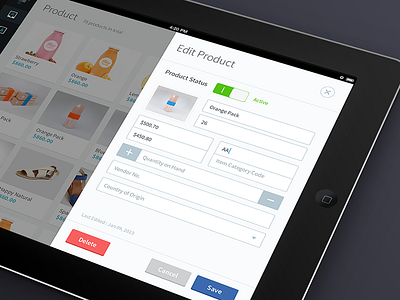 iPad Sales Rep [Sneak-peek] app form interface ios ipad minimal simple slide menu ui