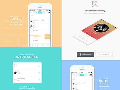 Musio Website app colorful ios isometric minimal music musio playlist queue website