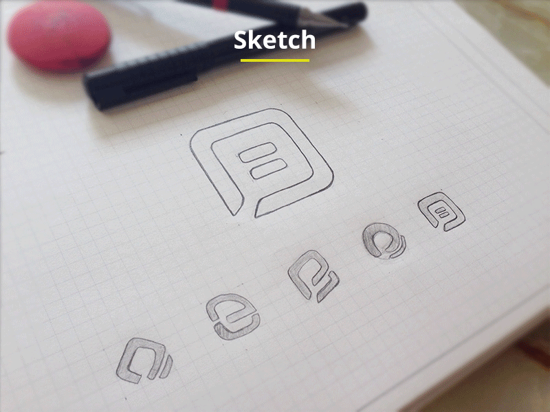 Budicon branding progress [GIF] brand budicon glyph icon logo process sketch