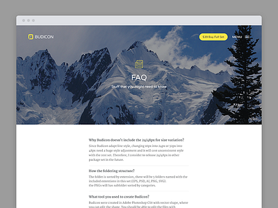 Budicon - FAQ budicon free freebie icon landing modern simple ui web website