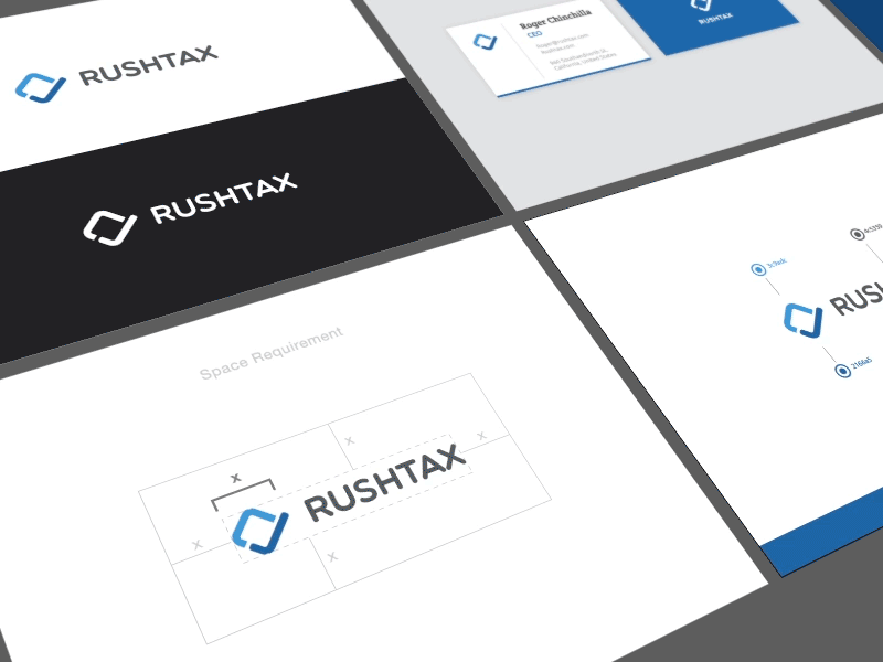 Rushtax Rebranding brand branding document gif logo logomark simple tick