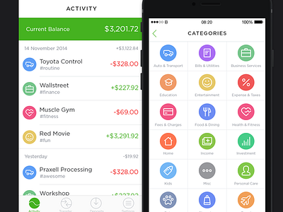 Refundo Mobile App activity ai app apple budicon categories icon ios list ux