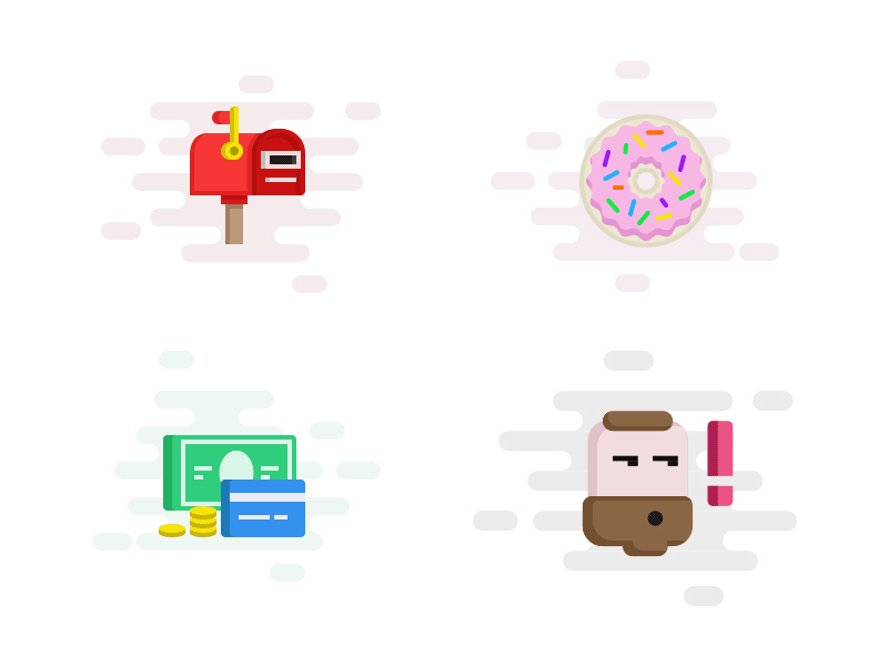 Web Icon donut finance icon icon set illustration mailbox money