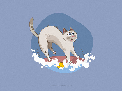 Shower time🙀 adobe illustrator art cat character art design flat illustration vector