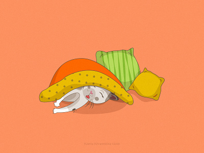 Sleep well😴 adobe illustrator art cat character art design flat illustration vector