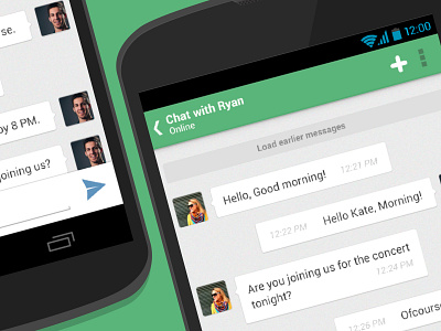 Flat UI android chat chat app flat ui green