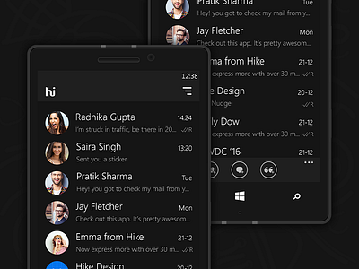 Hike Messeger: Dark Theme app chat app clean dark hike messenger minimal mobile app ui ux