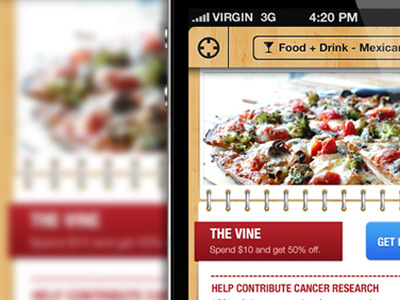 iPhone app design app discounts food ios iphone iphone app restaurants texture ui wood