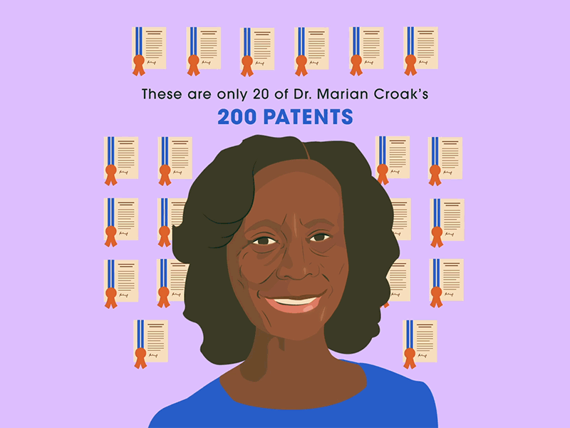 Dr. Marian Croak's Patents 2d after effects animation black history character illustration loop motion design motion graphics womens history month