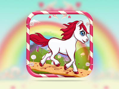 Candy Pony Run Game Graphic Design app appcycles cake candy chocolate colorfull design fantasy game gui icon illustration ipad iphone logo nelutu photoshop pony rainbow sweet ui