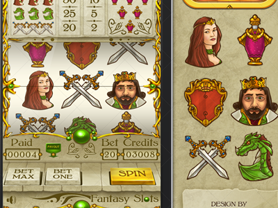 Fantasy Kingdom Slots Graphic Design decean desgin fantasy game graphic gui icons ii interface kingdom nelutu slots