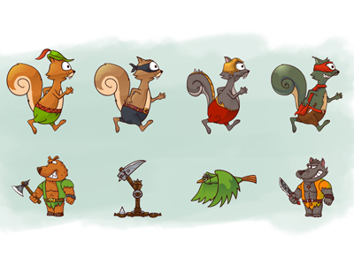 Squirrel hood game characters