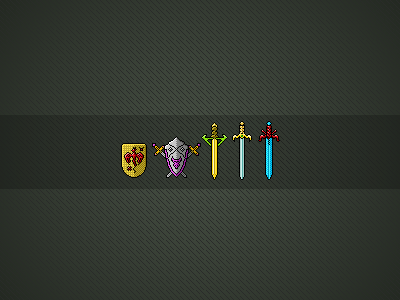 Pixel icons - shield and sword