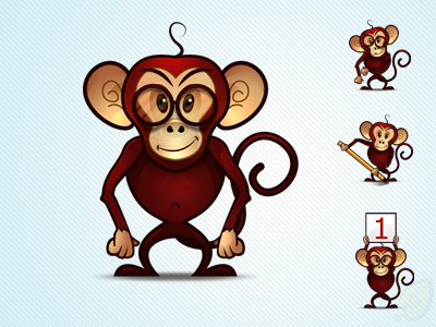 Monkey Mascot - free psd and png cartoon crazy decean free fun glasses icon illustration mascot monkey nelutu pencil photoshop pixtea png psd