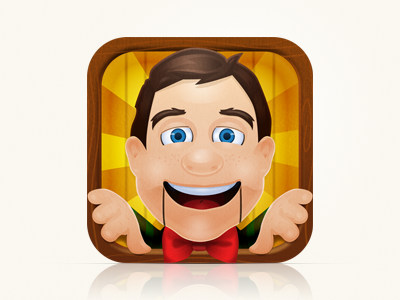 App icon 99designs app character design face fun icon illustration puppet ventriloquist