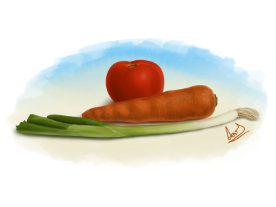 Vegetables Digital Painting carrot decean green illustration nelutu onion photoshop practice tomatoes vegetables