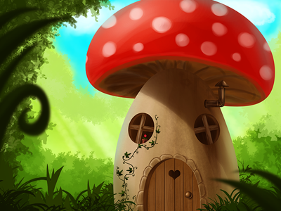 Mushroom House Digital Painting decean digital house illustration landscape mushroom nelutu painting photoshop