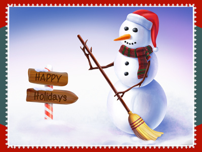Snowman - Happy Holidays Painting christmas decean digital happy holidays illustration nelutu painting photoshop snow snowman xmas