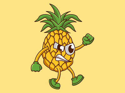 Pineapple fruit cartoon character cartoon design illustration illustrations cute pinapple vector