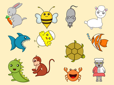 Vector Illustration of cute animals animal children animal cute animal design illustration logo design vector vector animal