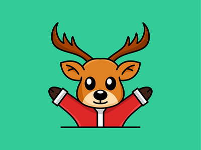 Vector illustration of reindeer celebrating christmas day animal christmas cute deer illustration vector