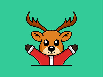 Vector illustration of reindeer celebrating christmas day